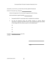 Document preview: ADEM Form 418 Municipal Water Pollution Prevention Resolution Form - Alabama