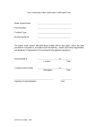 Document preview: ADEM Form 420 Non-community Public Notification Certification Form - Alabama
