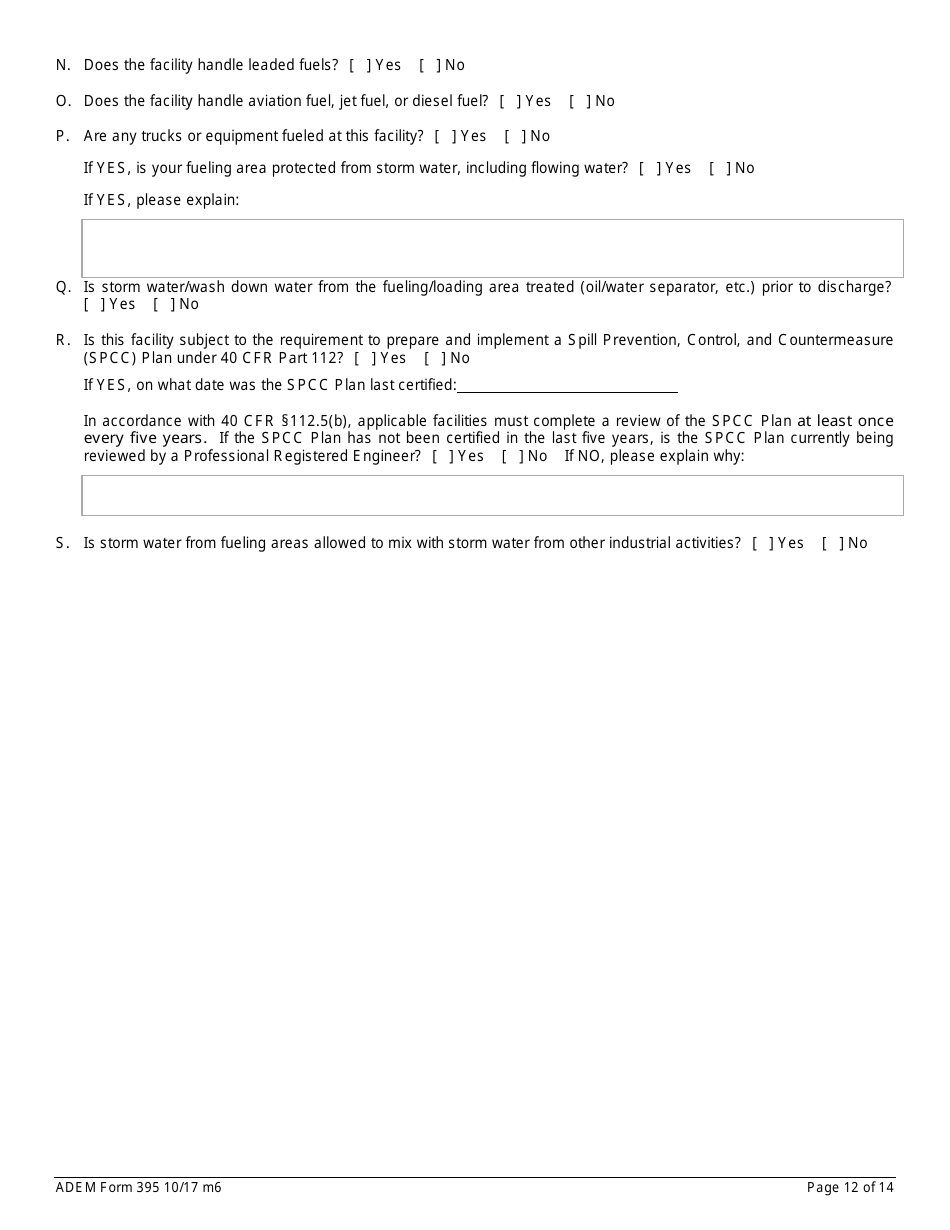 ADEM Form 395 Notice of Intent - Npdes General Permit Number Alg360000 - Alabama, Page 12