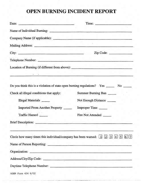 ADEM Form 434  Printable Pdf