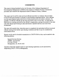 ADEM Form 434 Open Burning Incident Report - Alabama, Page 2