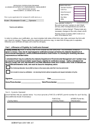 Document preview: ADEM Form 435 Operator Certification Renewal Form - Alabama