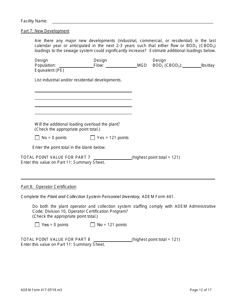 ADEM Form 417 Municipal Water Pollution Prevention (Mwpp) Annual Report Package - Alabama, Page 12