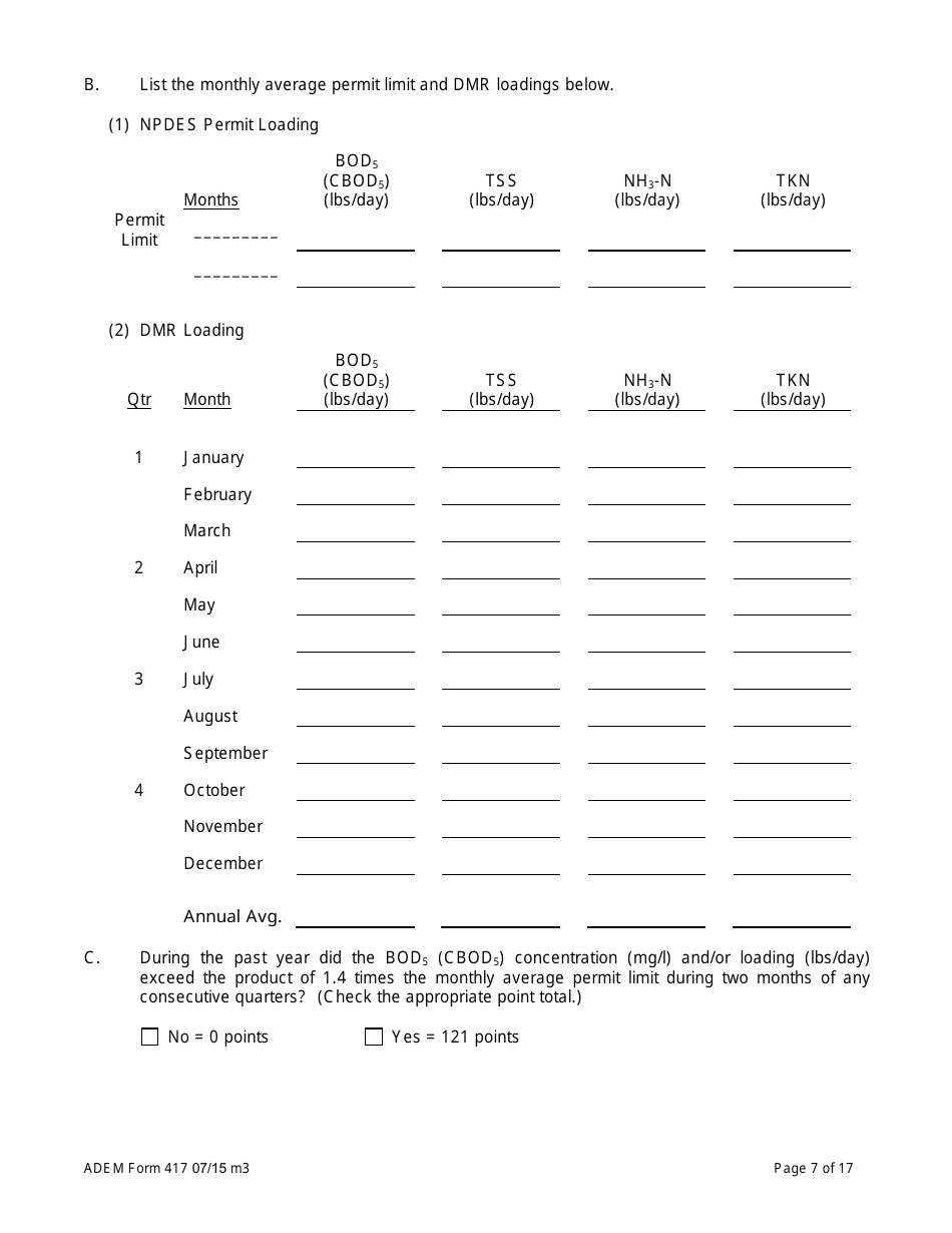 ADEM Form 417 Municipal Water Pollution Prevention (Mwpp) Annual Report Package - Alabama, Page 7