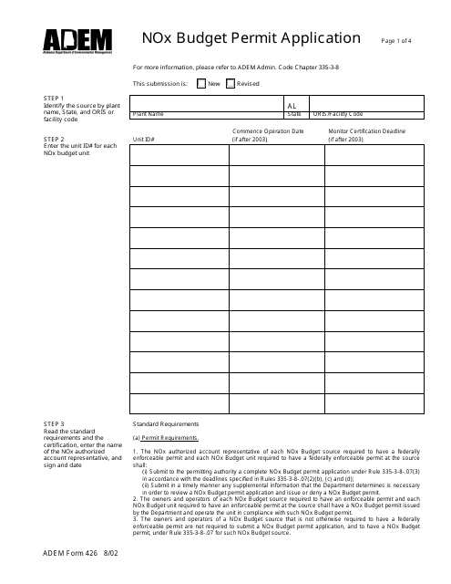 ADEM Form 426  Printable Pdf
