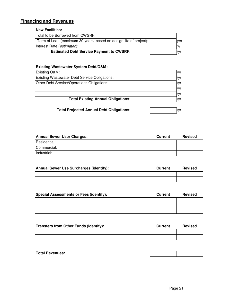 ADEM Form 339 Clean Water State Revolving Fund (Cwsrf) Loan Application - Alabama, Page 21