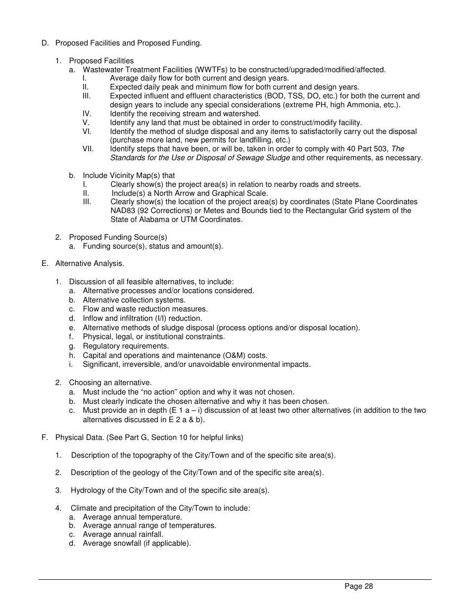 ADEM Form 339 Clean Water State Revolving Fund (Cwsrf) Loan Application - Alabama, Page 28