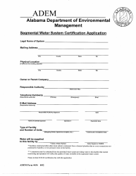 Document preview: ADEM Form 456 Segmental Water System Certification Application - Alabama