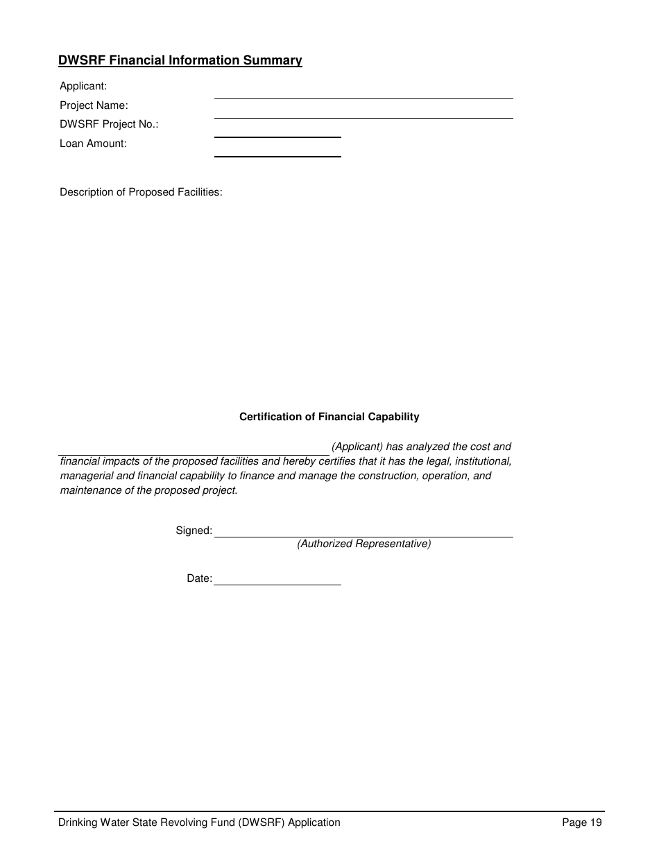 ADEM Form 369 Drinking Water State Revolving Fund (Dwsrf) Loan Application - Alabama, Page 19