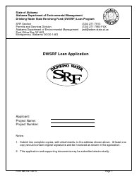 ADEM Form 369 Drinking Water State Revolving Fund (Dwsrf) Loan Application - Alabama