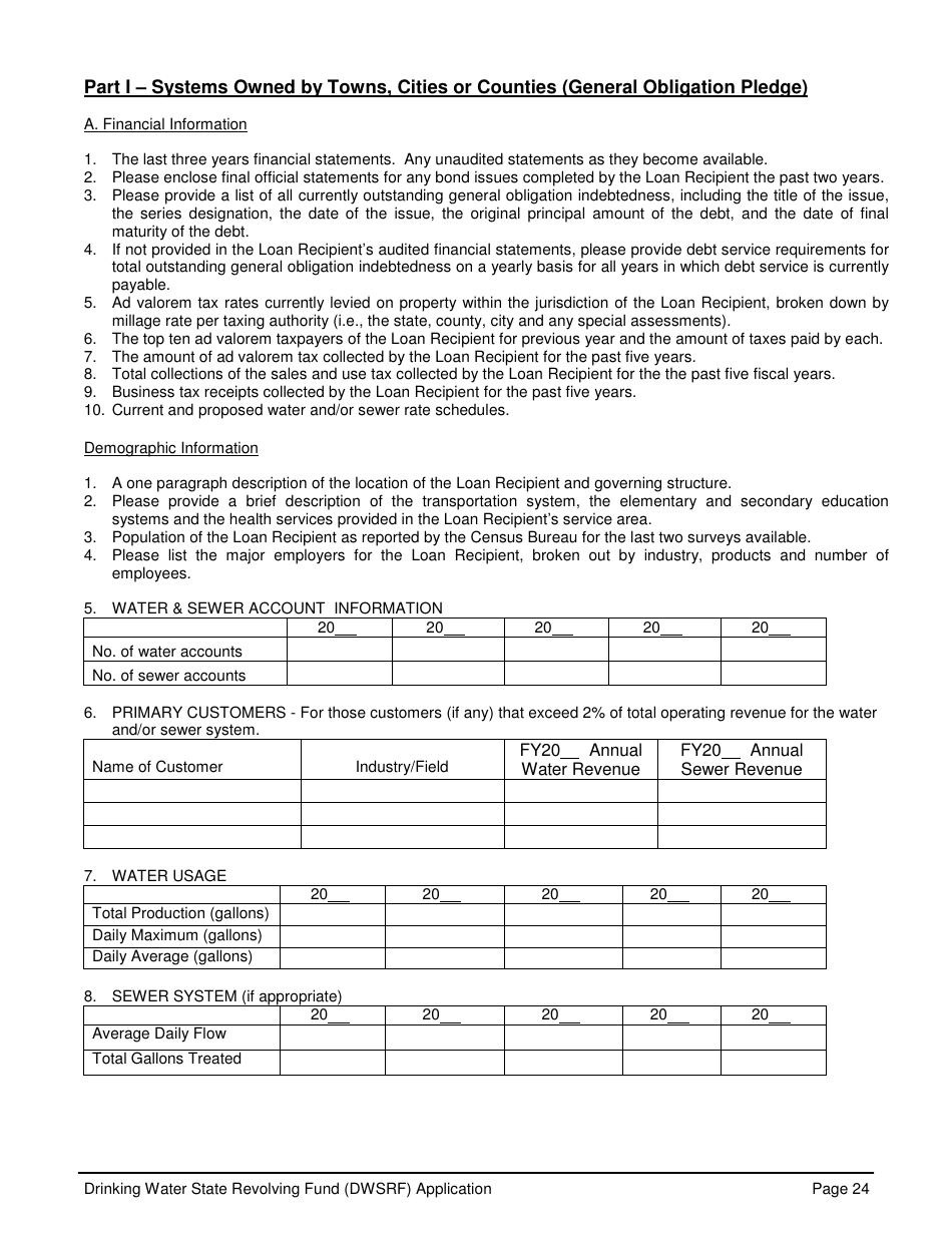 ADEM Form 369 Drinking Water State Revolving Fund (Dwsrf) Loan Application - Alabama, Page 24