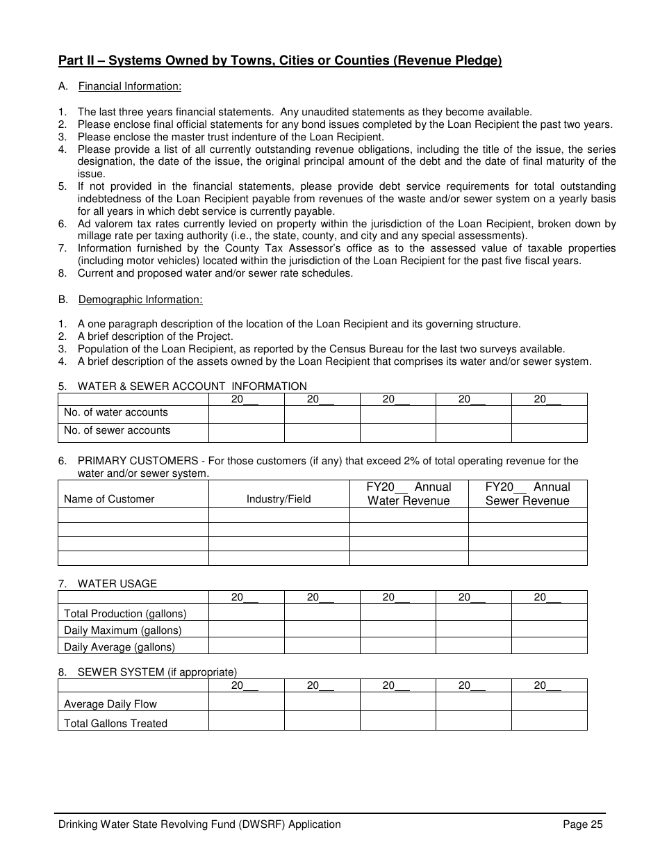 ADEM Form 369 Drinking Water State Revolving Fund (Dwsrf) Loan Application - Alabama, Page 25