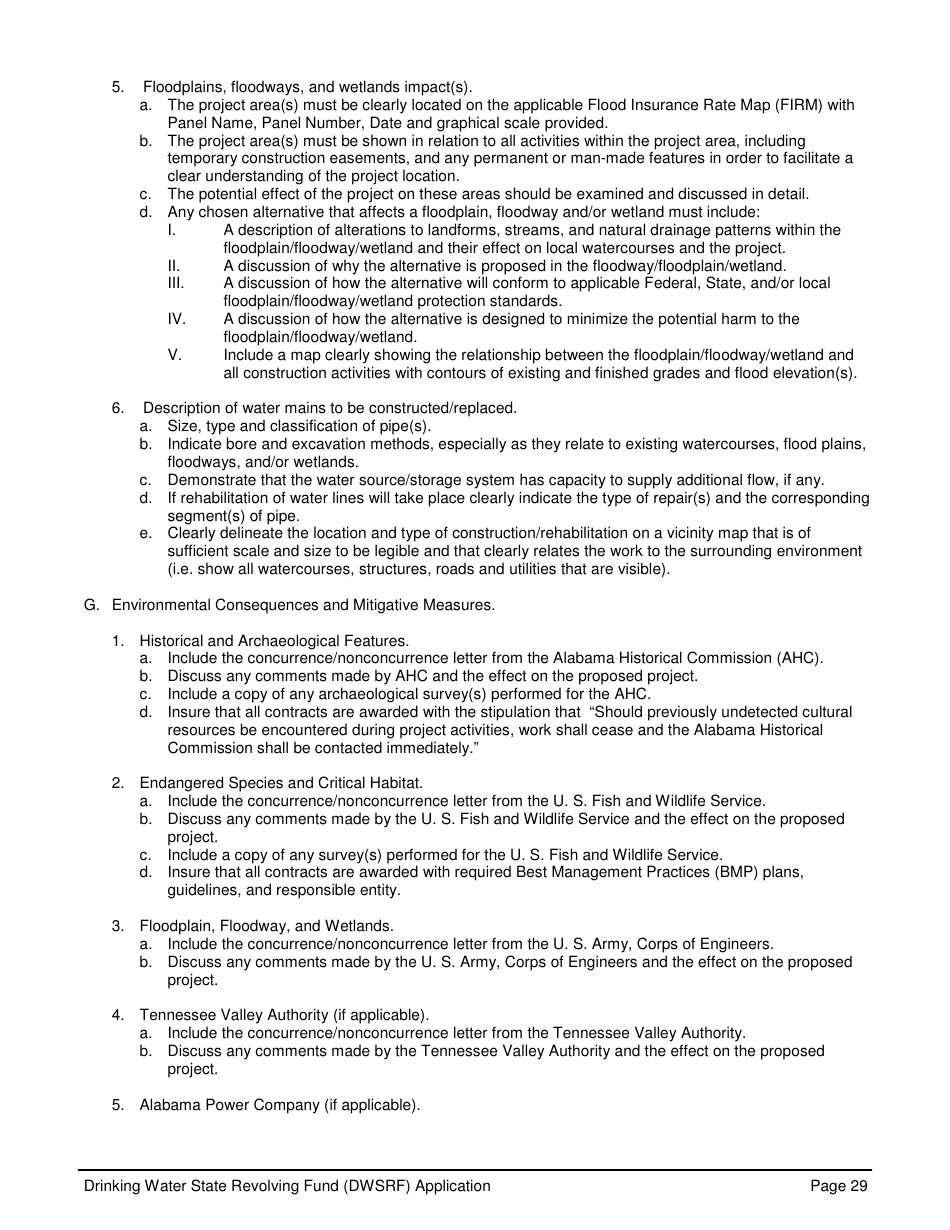 ADEM Form 369 Drinking Water State Revolving Fund (Dwsrf) Loan Application - Alabama, Page 29