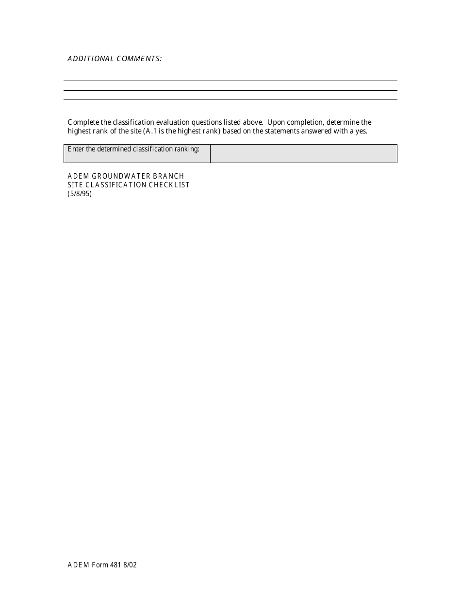 ADEM Form 481 Ust Site Classification System Checklist - Alabama, Page 3