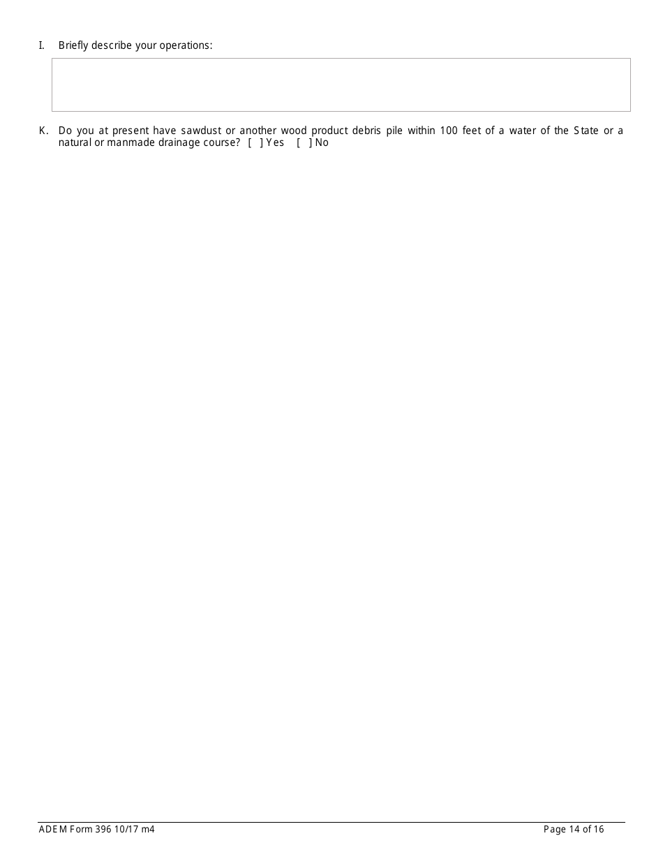 ADEM Form 396 Notice of Intent - Npdes General Permit Number Alg060000 - Alabama, Page 14