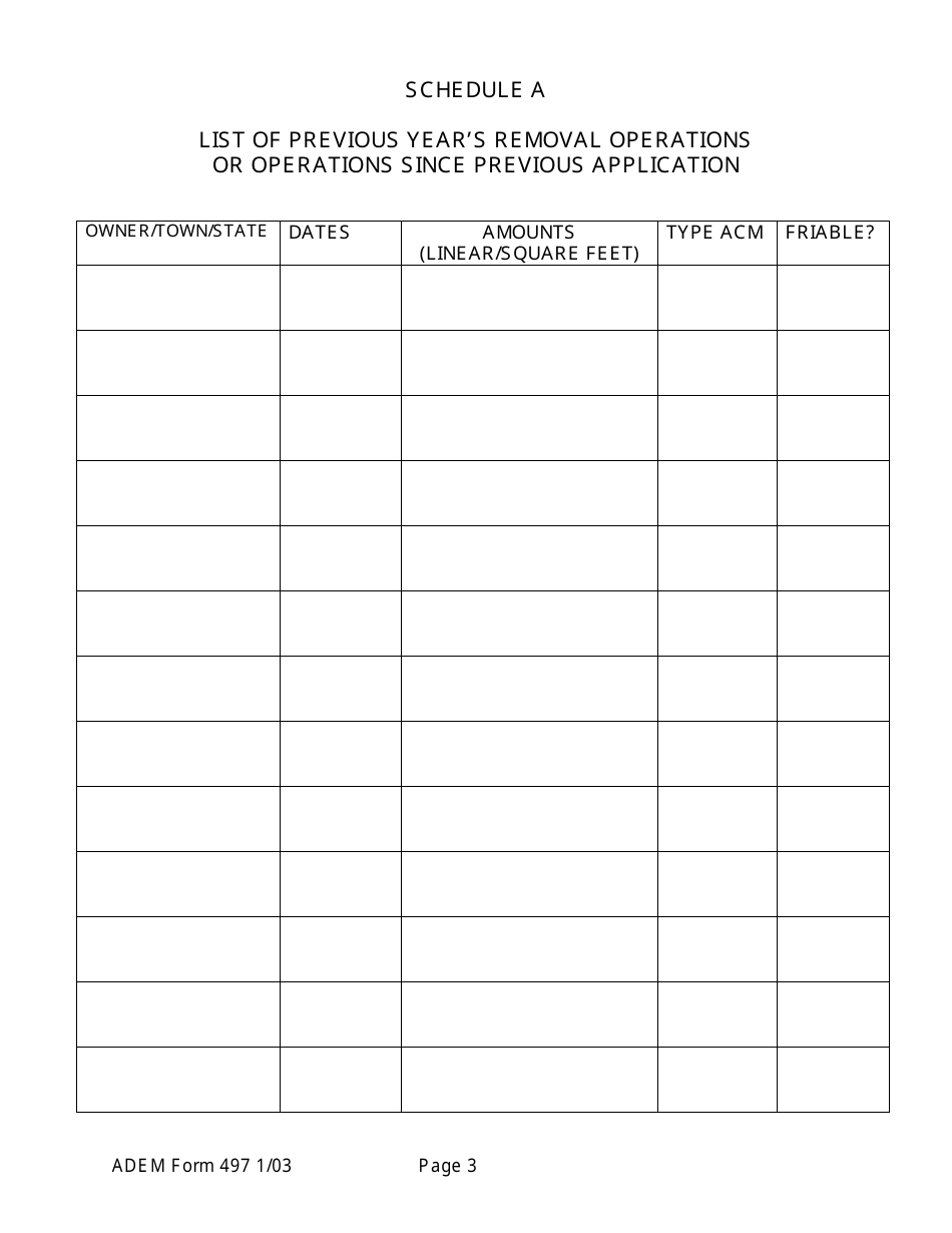 ADEM Form 497 Application for Asbestos Removal Contractor Certification - Alabama, Page 3