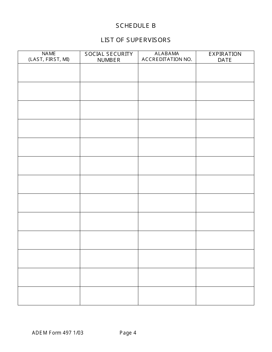 ADEM Form 497 Application for Asbestos Removal Contractor Certification - Alabama, Page 4