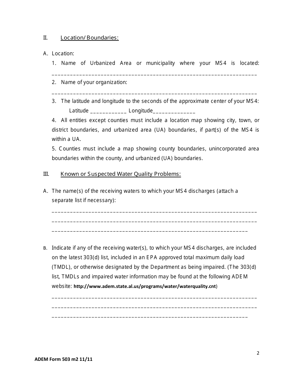 ADEM Form 503 Download Printable PDF Or Fill Online General Permit For ...