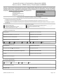 Document preview: ADEM Form 498 Notice of Intent - Npdes General Permit Number Alg890000 - Alabama