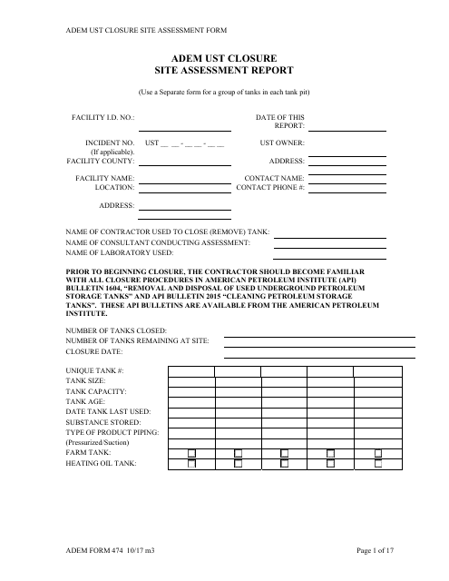 ADEM Form 474  Printable Pdf