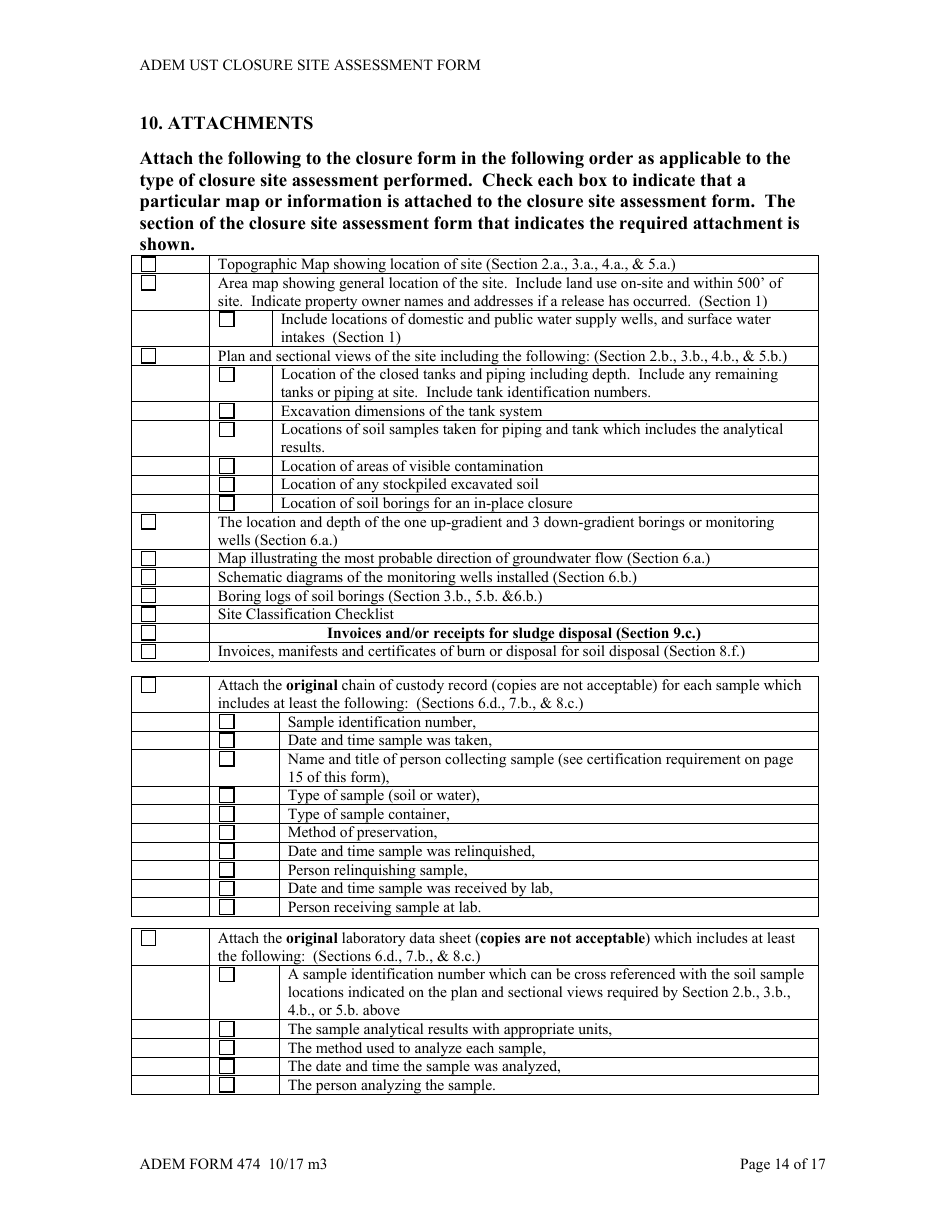 ADEM Form 474 ADEM Ust Closure Site Assessment Report - Alabama, Page 14
