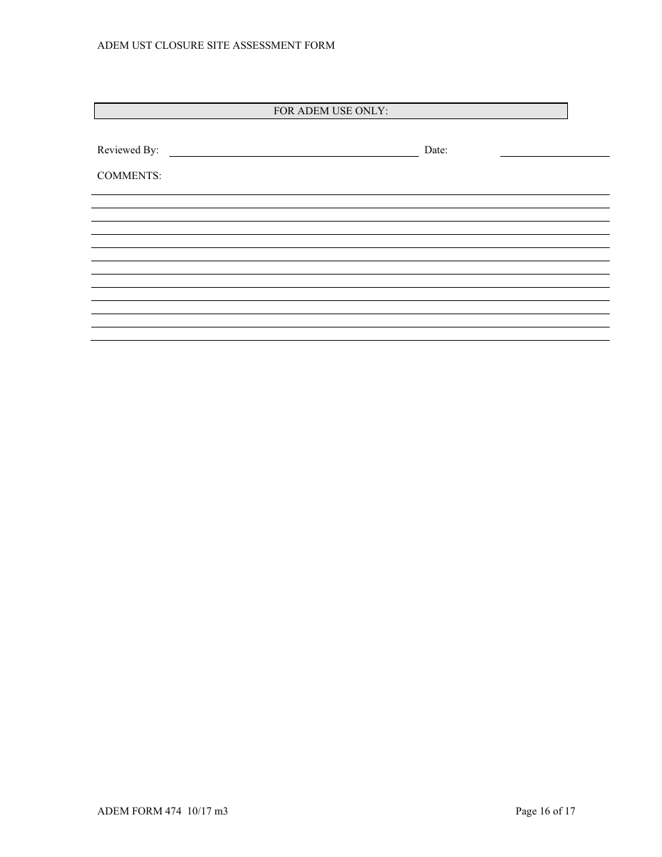 ADEM Form 474 ADEM Ust Closure Site Assessment Report - Alabama, Page 16