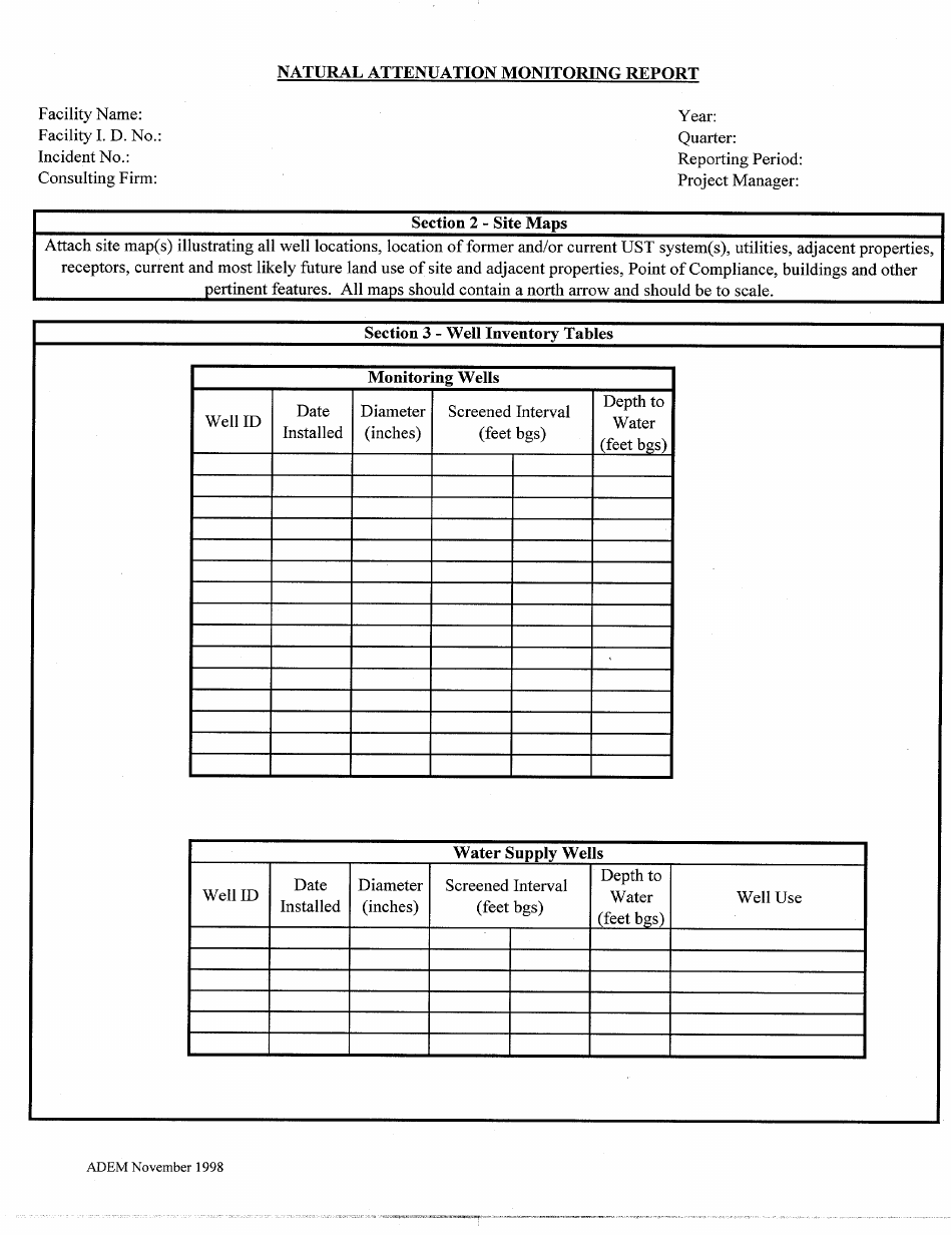ADEM Form 478 Natural Attenuation Monitoring Report - Alabama, Page 5