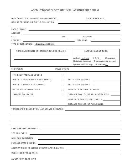 ADEM Form 531  Printable Pdf