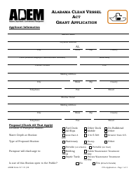 ADEM Form 517 Alabama Clean Vessel Act Grant Application - Alabama
