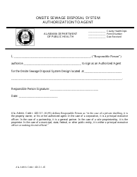 Document preview: Authorization to Agent - Onsite Sewage Disposal System - Alabama