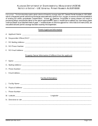 ADEM Form 552 Notice of Intent - Uic General Permit Number Alig010000 - Alabama
