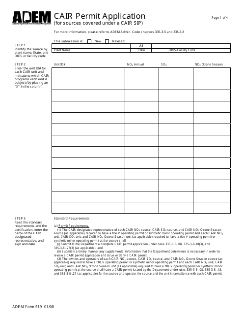 ADEM Form 519  Printable Pdf
