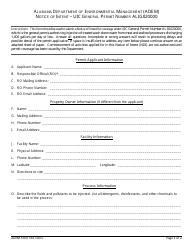 Document preview: ADEM Form 553 Notice of Intent - Uic General Permit Number Alig020000 - Alabama