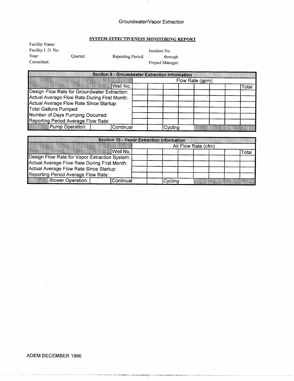 ADEM Form 482 System-Effectiveness Monitoring Report Form - Alabama, Page 13