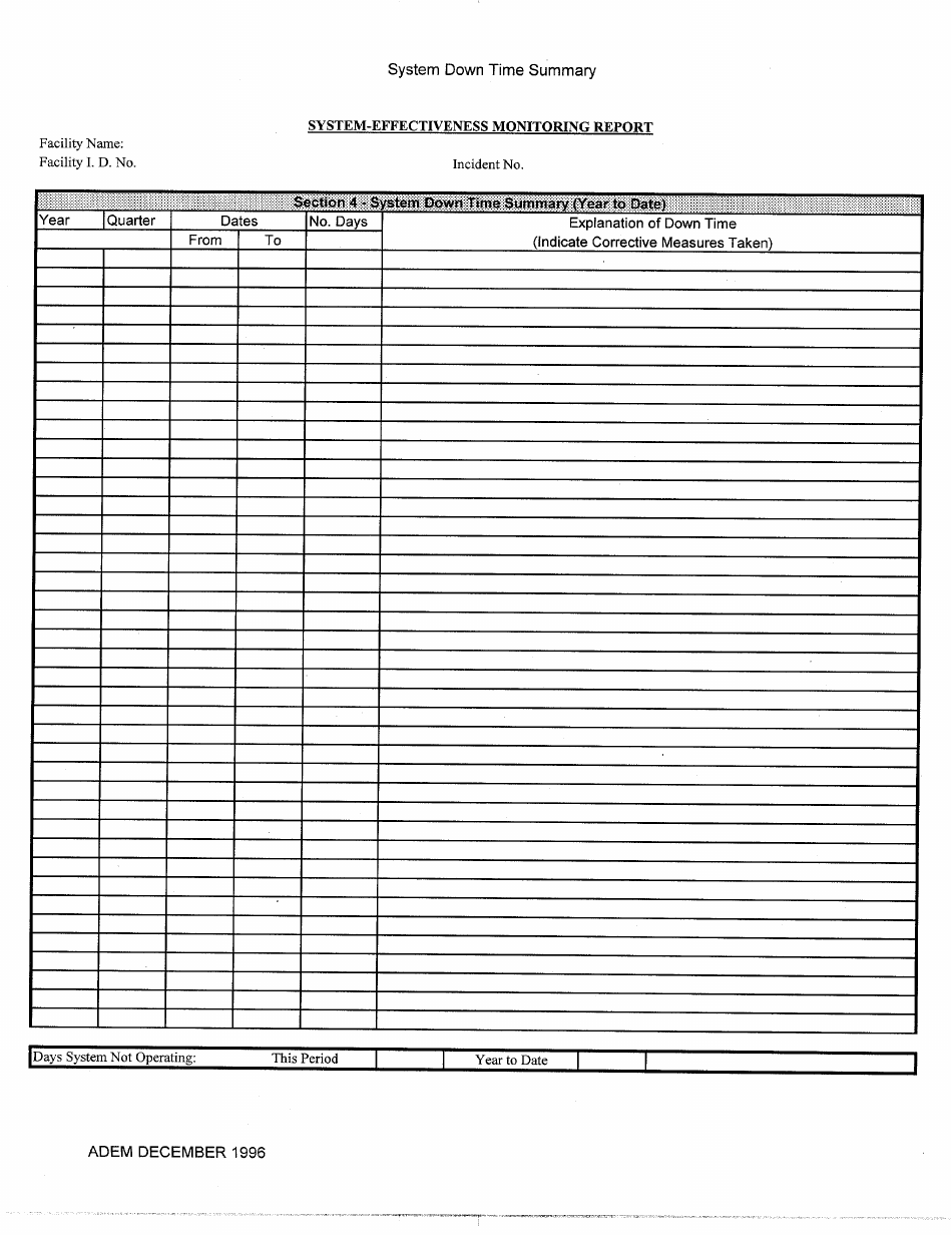 ADEM Form 482 System-Effectiveness Monitoring Report Form - Alabama, Page 8