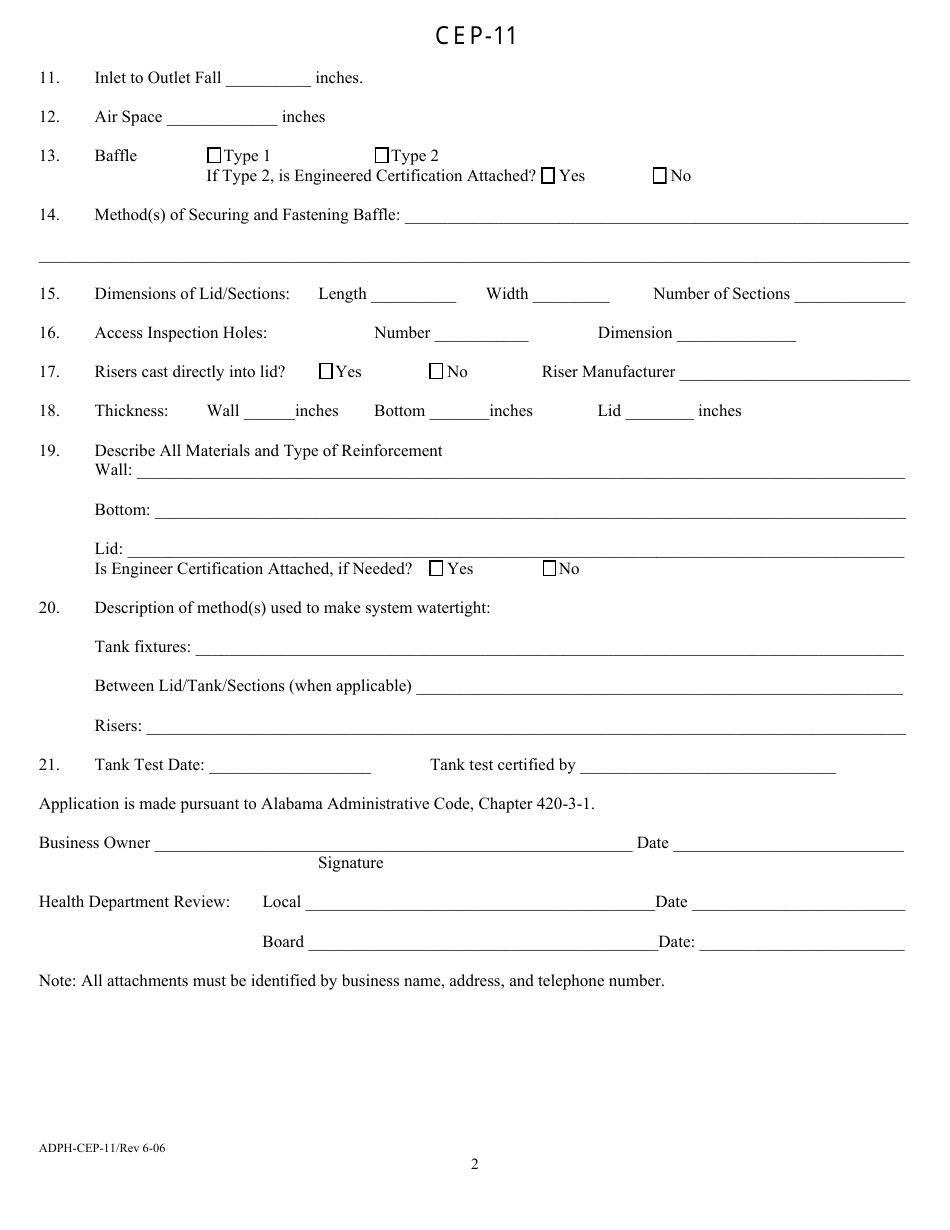 Form CEP-11 - Fill Out, Sign Online and Download Fillable PDF, Alabama ...