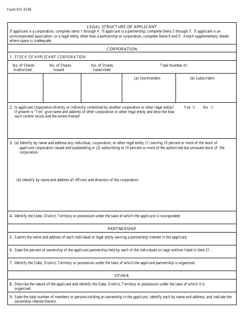 Form RH313R Radioactive Material Application Addendum for Industrial Radiography (Corporate Structure) - Alabama