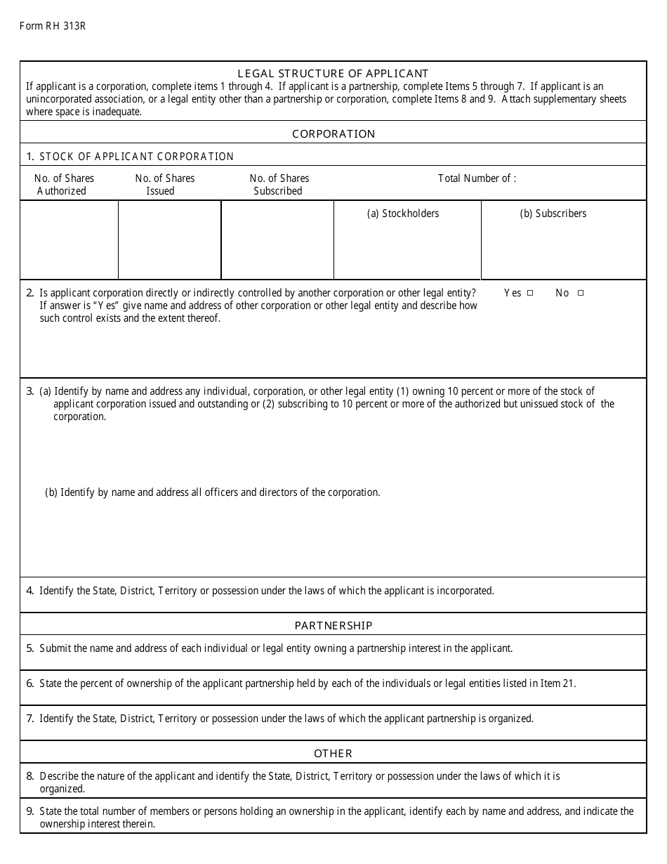 Form RH313R Radioactive Material Application Addendum for Industrial Radiography (Corporate Structure) - Alabama, Page 1
