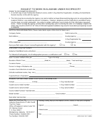 Document preview: Form ADPH-RAD-123 Request to Work in Alabama Under Reciprocity - Alabama