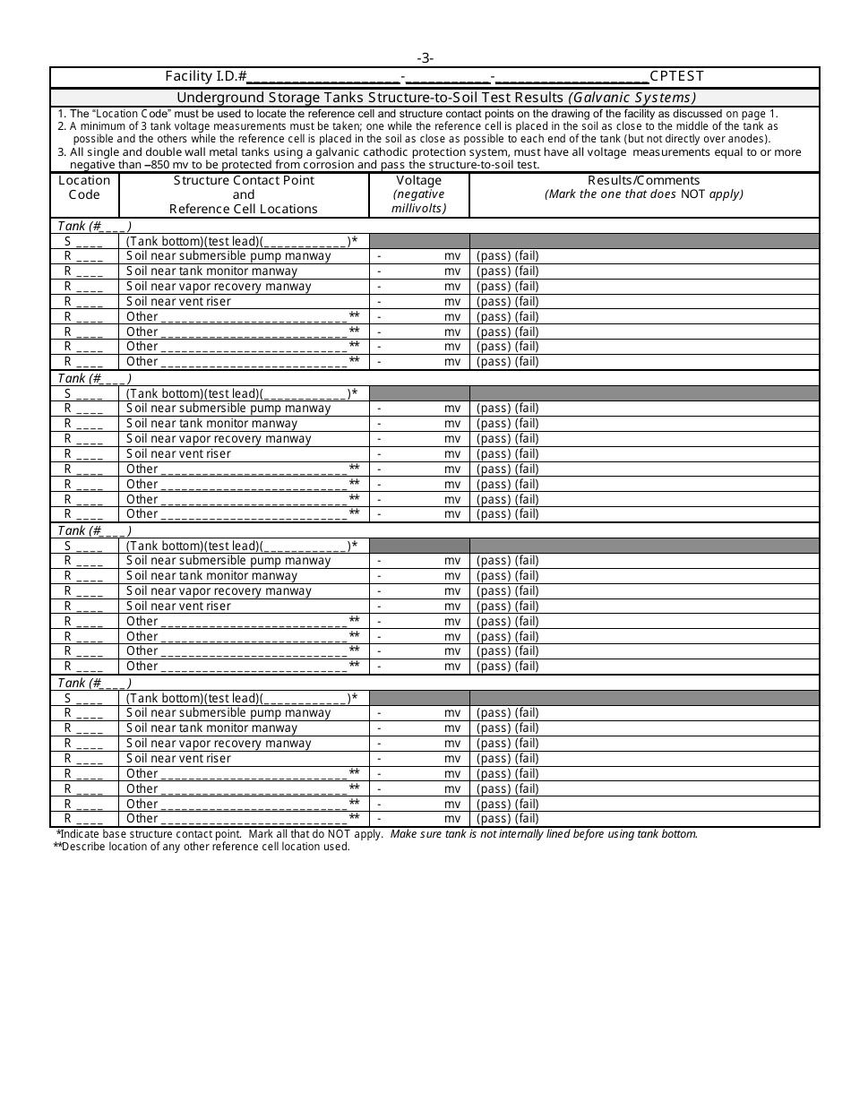 ADEM Form 545 Cathodic Protection Monitoring Form for Galvanic Systems - Alabama, Page 3