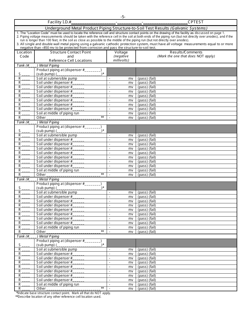ADEM Form 545 Cathodic Protection Monitoring Form for Galvanic Systems - Alabama, Page 5