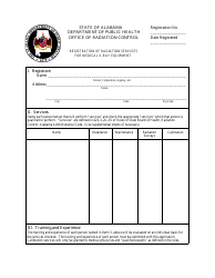 Document preview: Registration of Radiation Services for Medical X-Ray Equipment - Alabama