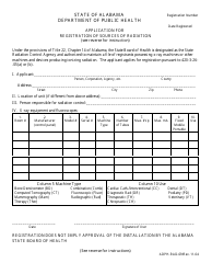 Form ADPH-RAD-69 &quot;Application for Registration of Sources of Radiation&quot; - Alabama