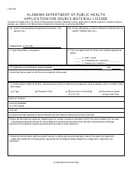 Form SM &quot;Application for Source Material License&quot; - Alabama