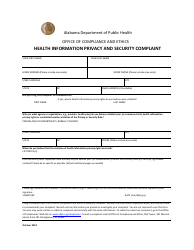 Alabama Health Information Privacy and Security Complaint Form Download ...