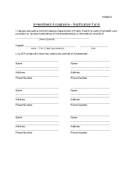 Document preview: Form D Amendment Acceptance - Notification Form - Alabama
