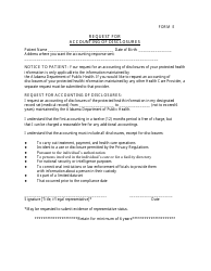 Form E &quot;Request for Accounting of Disclosures&quot; - Alabama