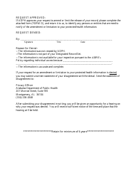 Form C Request to Amend or Limit Protected Health Information - Alabama, Page 2