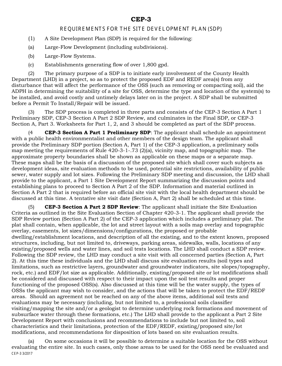 Form CEP-3 Application for Large Flow Development - Alabama, Page 1