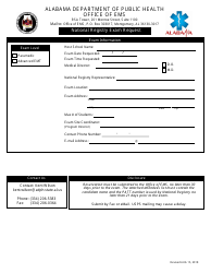 Document preview: National Registry Exam Request Form - Alabama